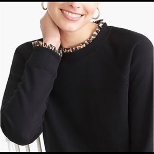 JCrew Elevated Sweatshirt with Leopard Trim - never worn!